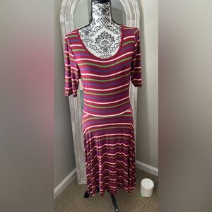 LuLaRoe Colorful Striped Midi Dress